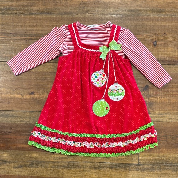 Rare Editions Red and White Striped Dress - Picture 1 of 3